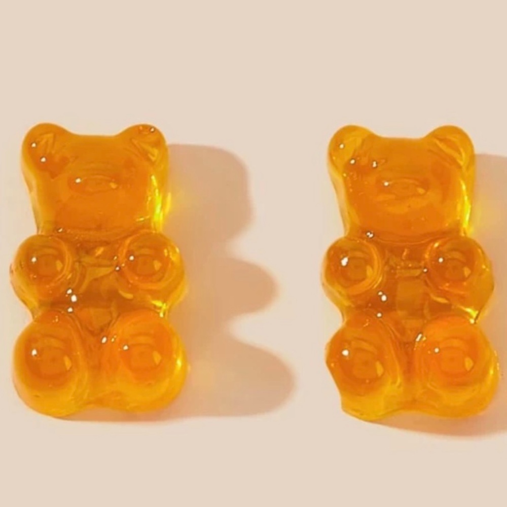 🍭 3/$15 Orange Gummy Bear Stud Earrings New